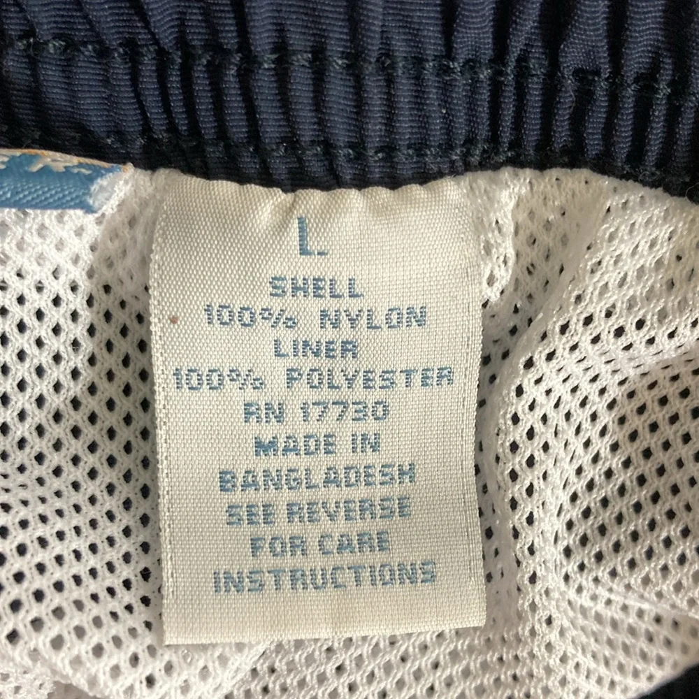 Breakwater Swim Trunks Men Size Large Navy w Light Blue Elastic & Draw String